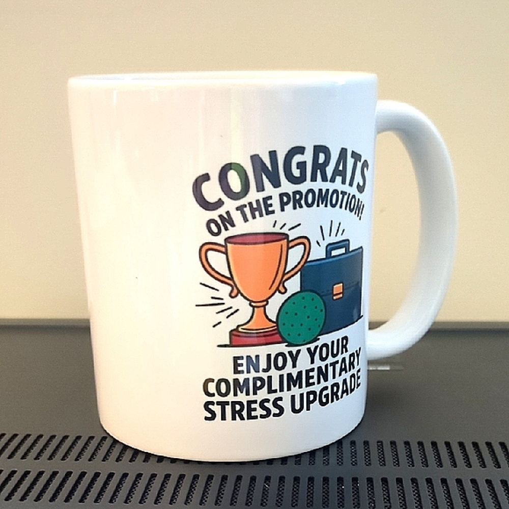 Humorous Stress Upgrade Promotion Mug - Picture 5 of 6